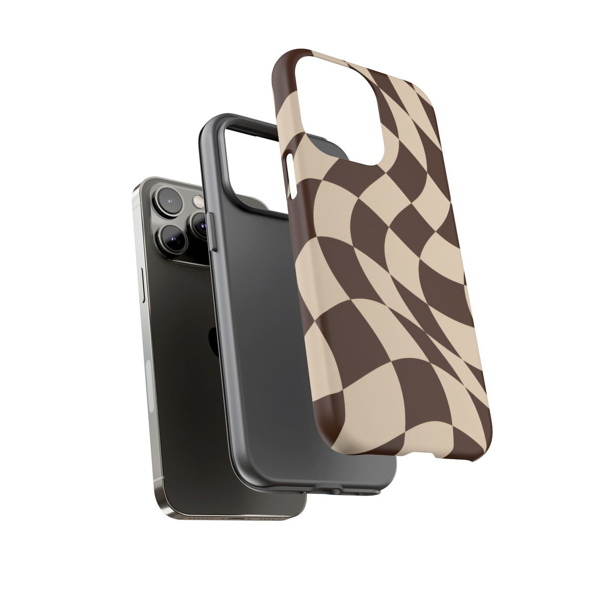 Espresso Wave iPhone Tough Case | brown checkerboard