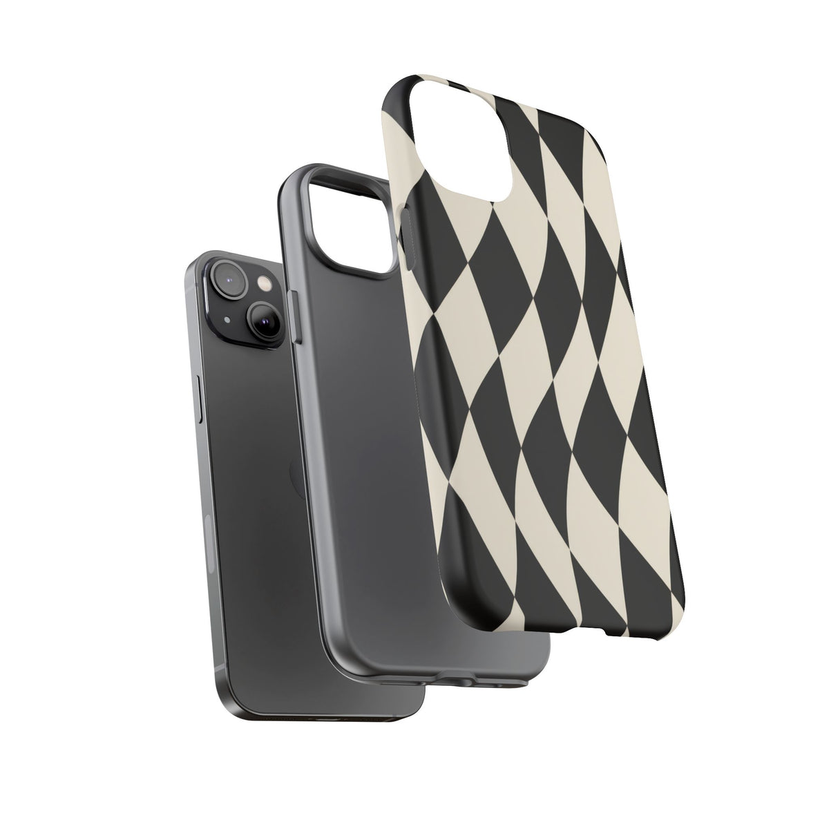 Harlequin Sway iPhone Tough Case | Black & White Harlequin