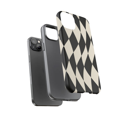 Harlequin Sway iPhone Tough Case | Black & White Harlequin