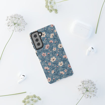 Blue Meadow Samsung Galaxy Tough Case | Pink & Ivory Floral on Blue