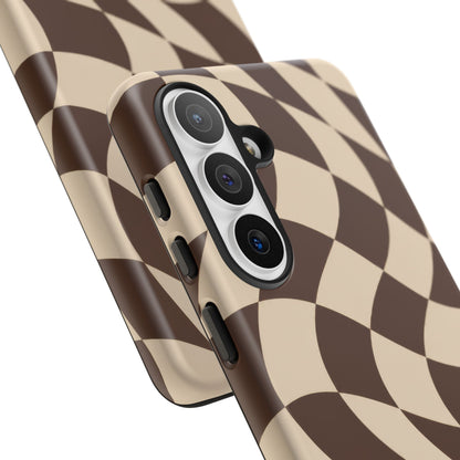 Espresso Wave Samsung Galaxy Tough Case | brown checkerboard