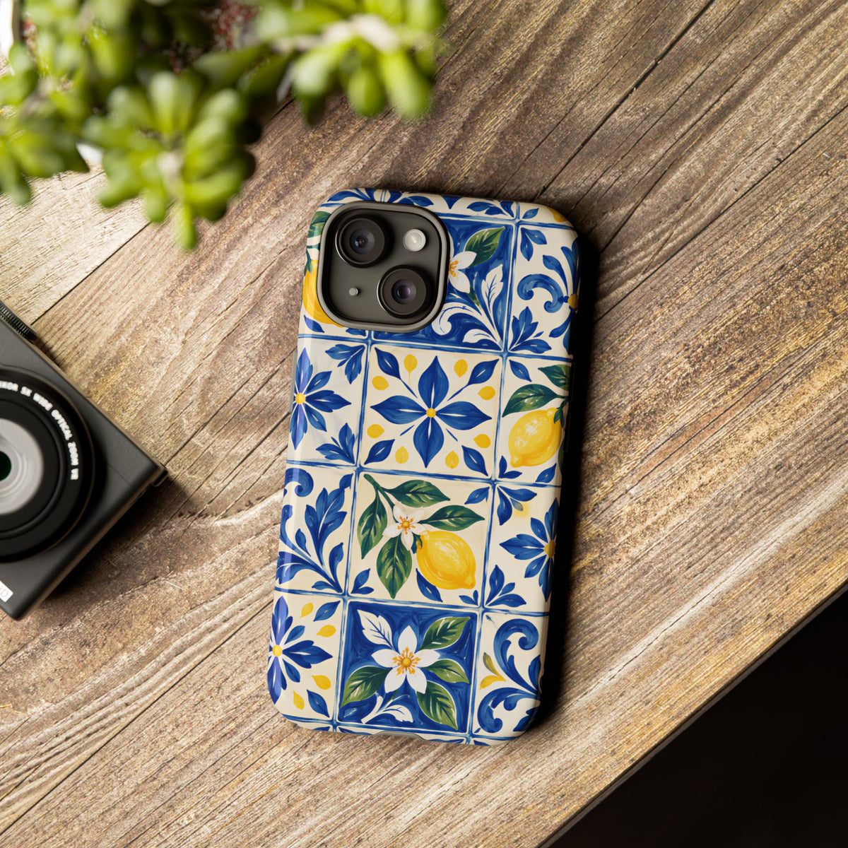 Blue Lemon Tile iPhone Tough Case | Azulejo Orchard