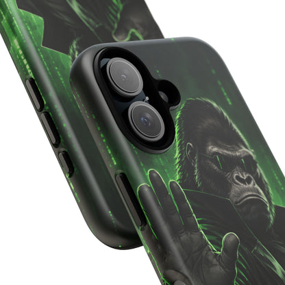 Cyberpunk Gorilla iPhone Tough Case | Neon Code Silverback