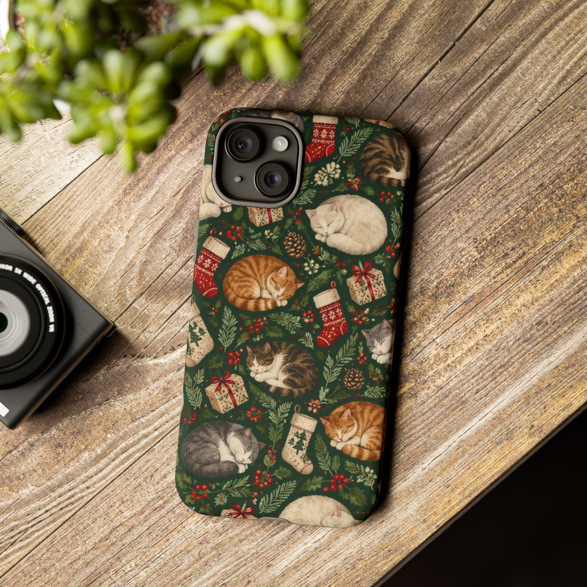 Christmas Cat Naps iPhone Tough Case | christmas cats