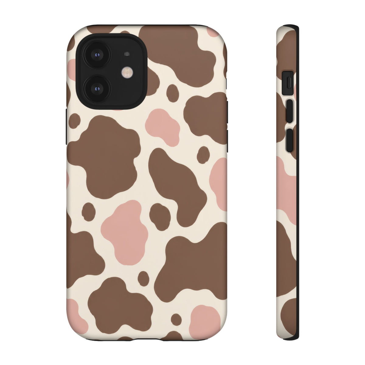 Mocha Blush iPhone Tough Case | Brown & Pink Cow Print