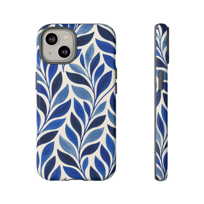 Cobalt Current iPhone Tough Case | Cobalt Blue Leaf Pattern