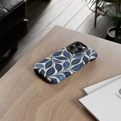 Indigo Folia iPhone Tough Case | Indigo & Ivory Leaf Pattern
