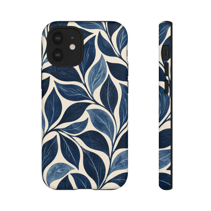 Indigo Folia iPhone Tough Case | Indigo & Ivory Leaf Pattern