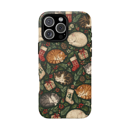 Christmas Cat Naps iPhone Tough Case | christmas cats