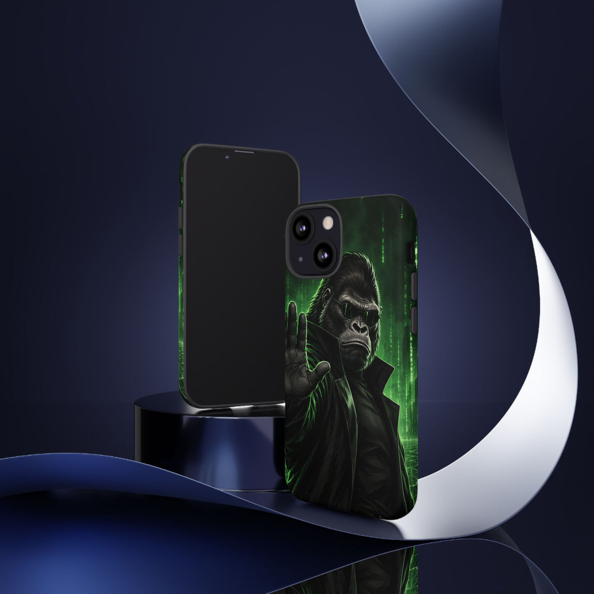 Cyberpunk Gorilla iPhone Tough Case | Neon Code Silverback