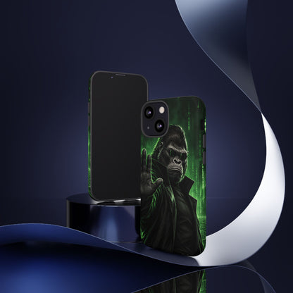 Cyberpunk Gorilla iPhone Tough Case | Neon Code Silverback