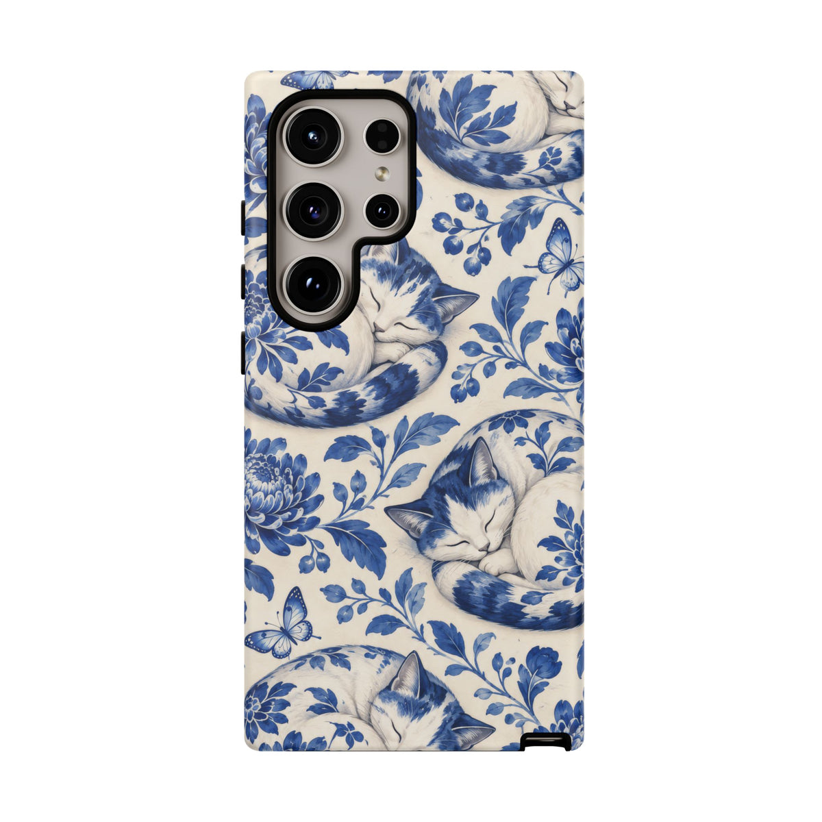 Porcelain Paws Samsung Galaxy Tough Case | blue cat pattern