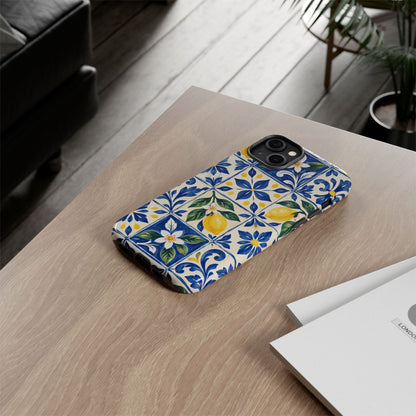 Blue Lemon Tile iPhone Tough Case | Azulejo Orchard