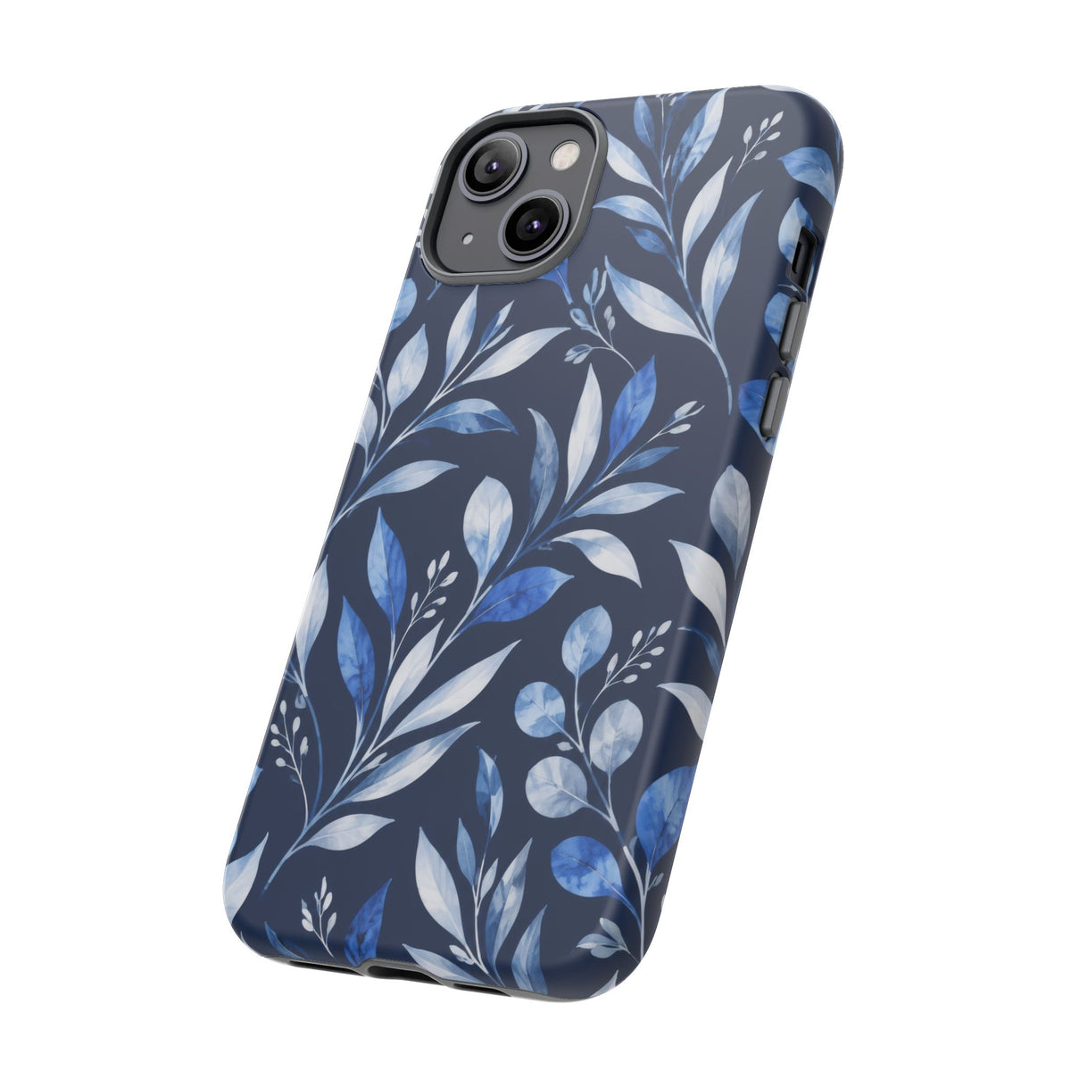 Blue Hour Botanical iPhone Tough Case | Blue Botanical Leaf Pattern