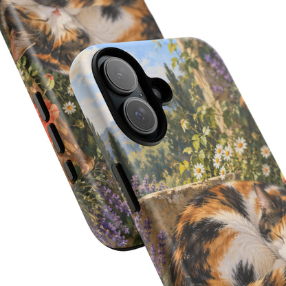 Garden Nap iPhone Tough Case | calico cat