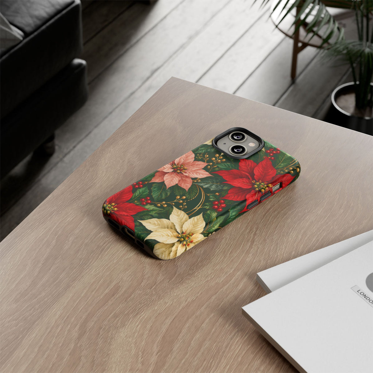 Noel in Bloom iPhone Tough Case | poinsettia