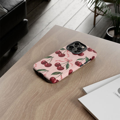 Cherry Ribbon iPhone Tough Case | cherry print