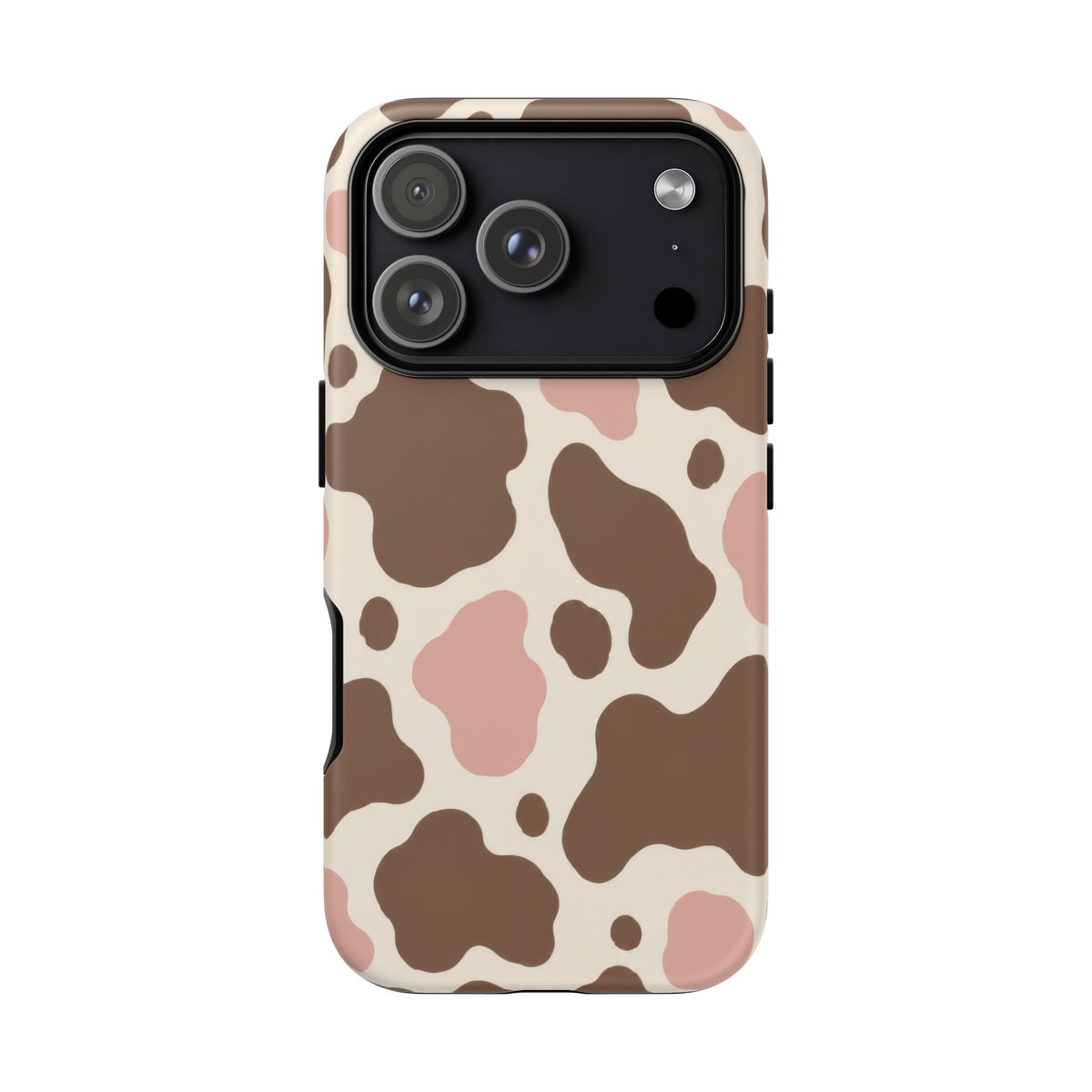 Mocha Blush iPhone Tough Case | Brown & Pink Cow Print