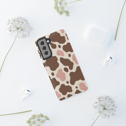 Mocha Blush Samsung Galaxy Tough Case | Brown & Pink Cow Print