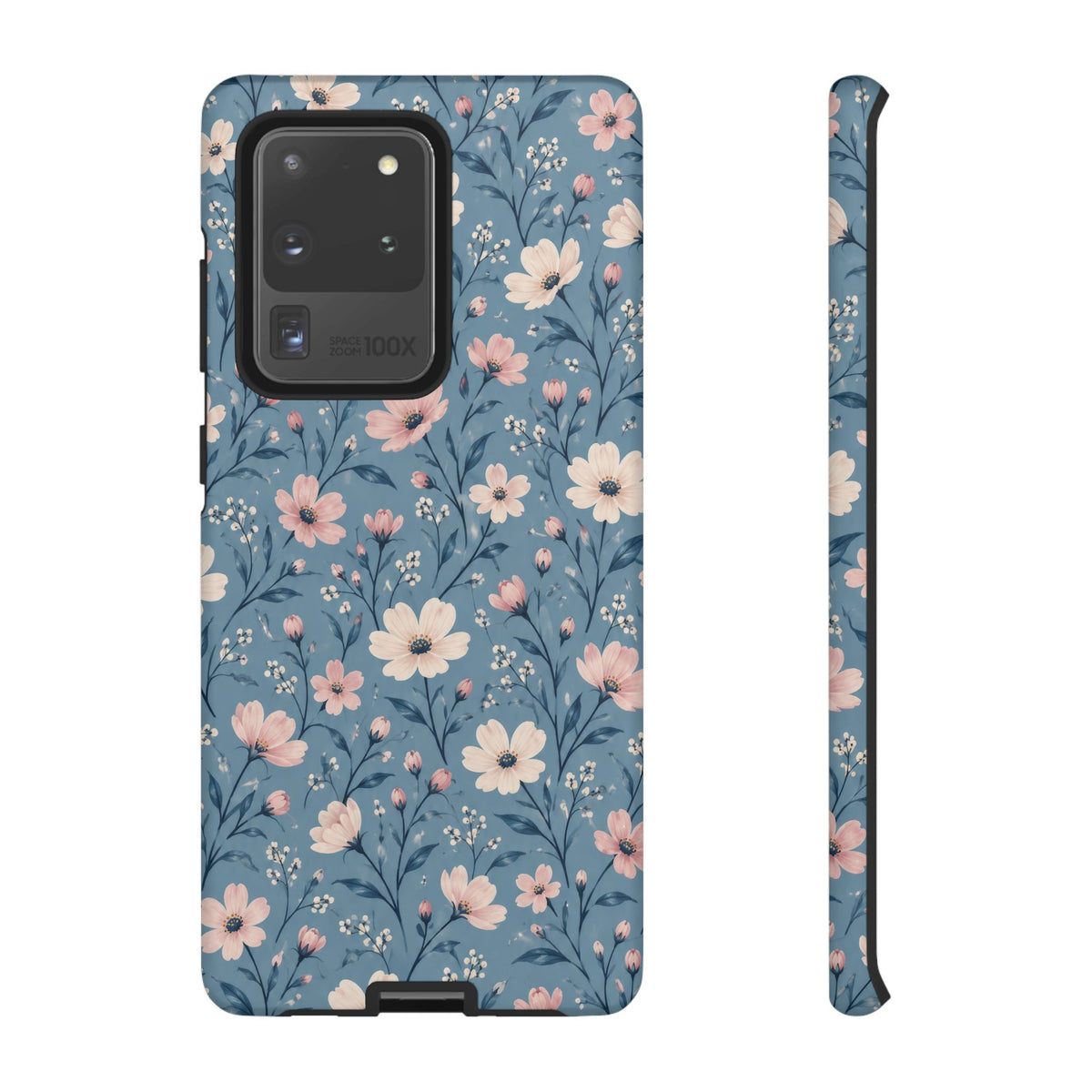 Blue Meadow Samsung Galaxy Tough Case | Pink & Ivory Floral on Blue