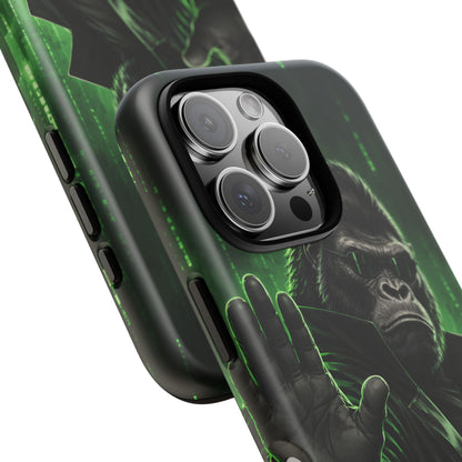 Cyberpunk Gorilla iPhone Tough Case | Neon Code Silverback