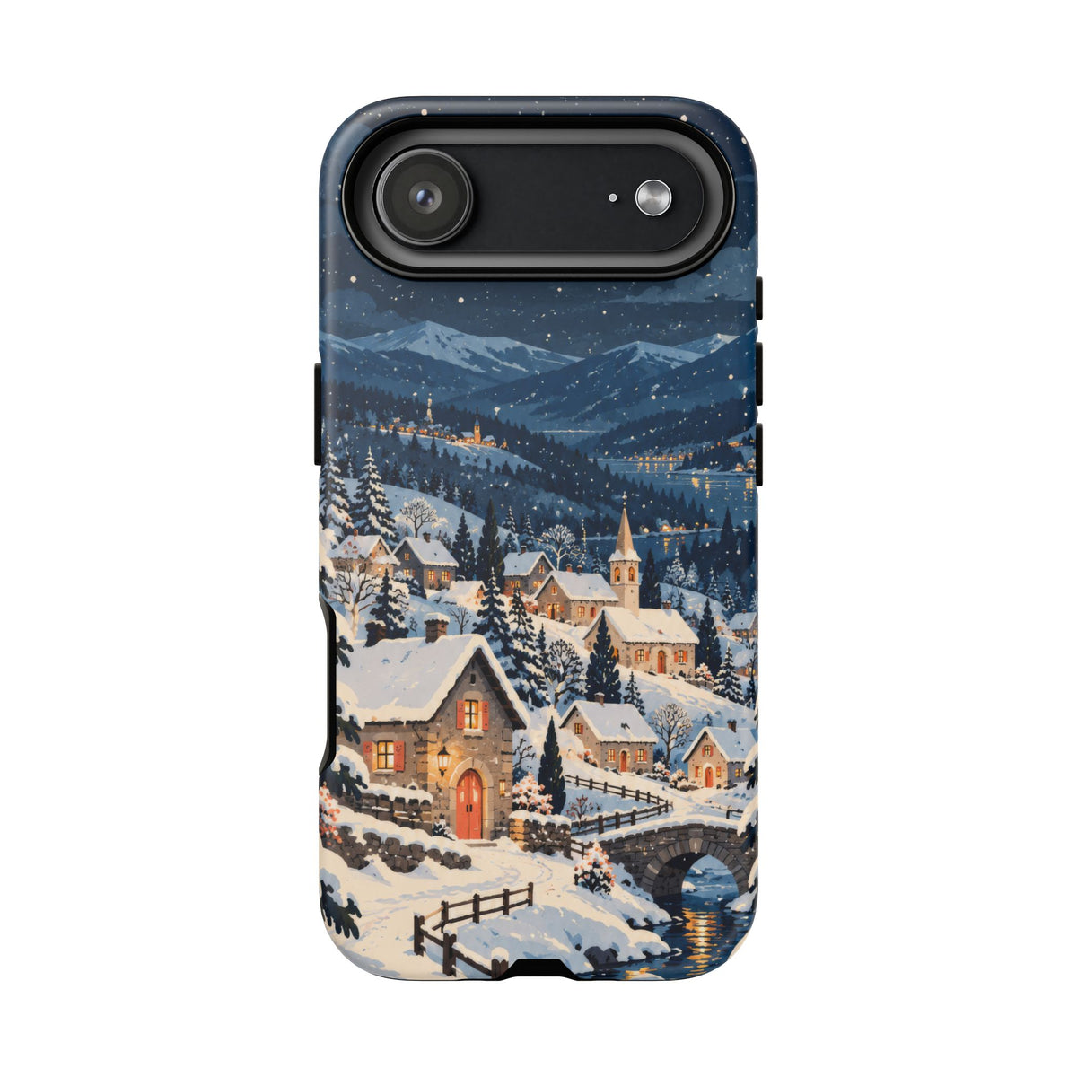 Snowfall on Juniper Lane iPhone Tough Case | christmas village