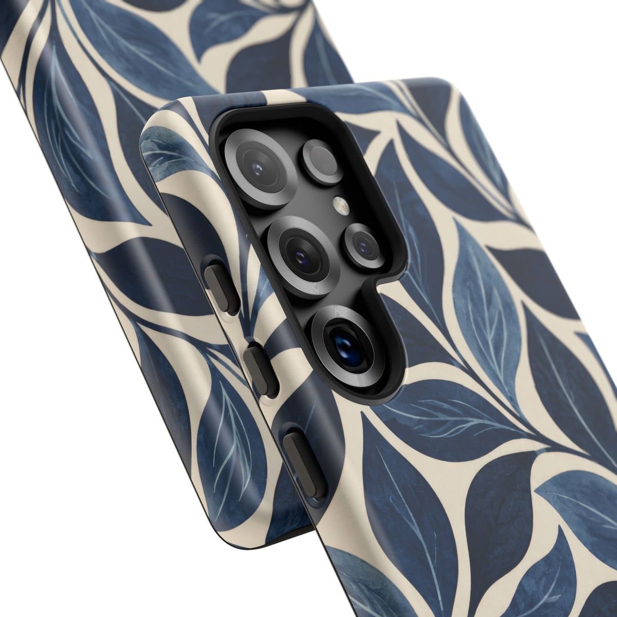 Indigo Folia Samsung Galaxy Tough Case | Indigo & Ivory Leaf Pattern