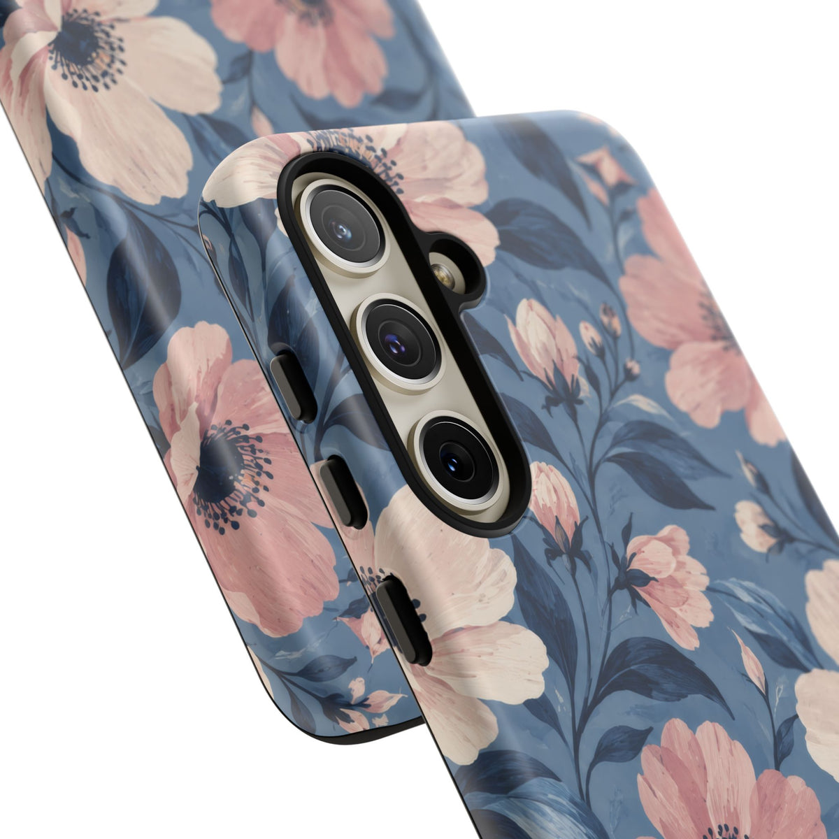 Dusk Blossom Samsung Galaxy Tough Case | Pink & Ivory Floral on Blue