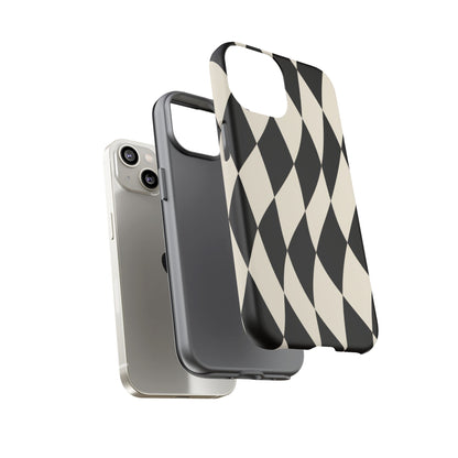 Harlequin Sway iPhone Tough Case | Black & White Harlequin
