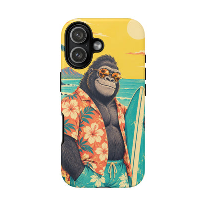 Banana Break iPhone Tough Case | Retro Surf Gorilla Art