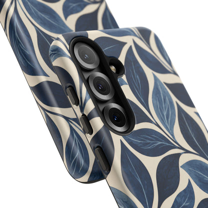 Indigo Folia Samsung Galaxy Tough Case | Indigo & Ivory Leaf Pattern
