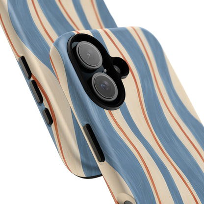 Blue Wavy Stripe iPhone Tough Case | Riviera Ribbons