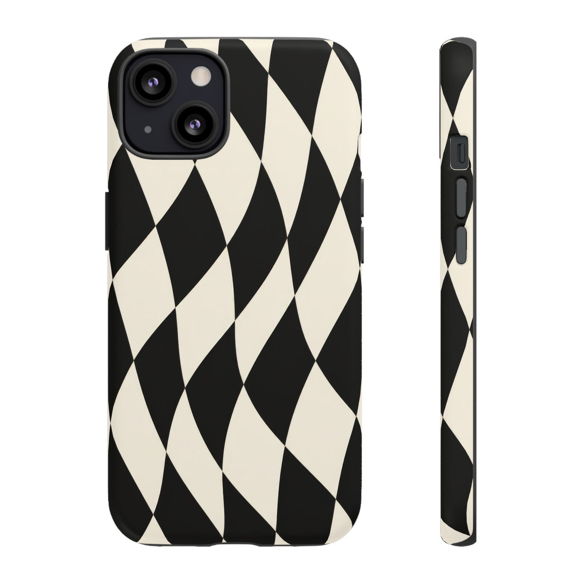 Harlequin Sway iPhone Tough Case | Black & White Harlequin