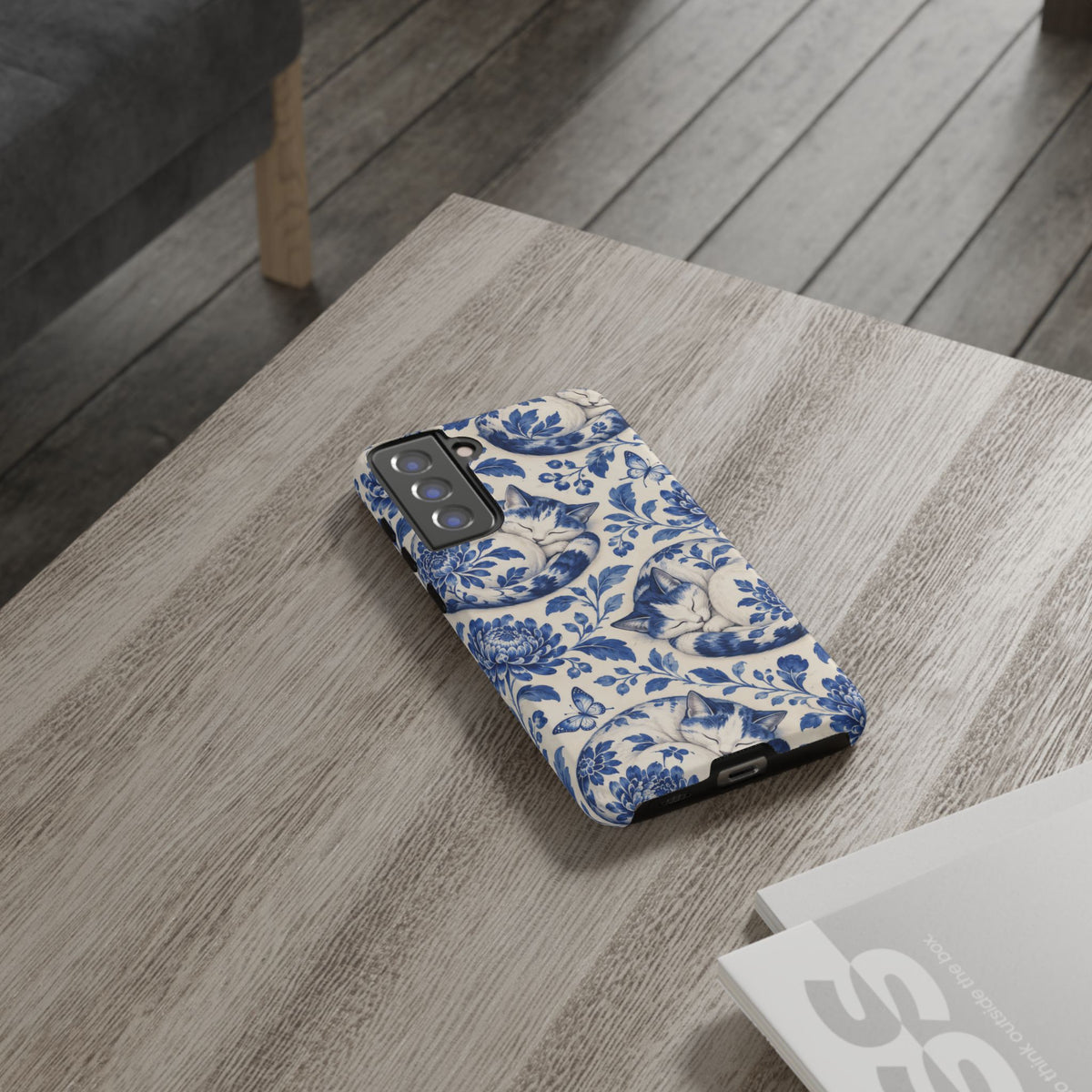 Porcelain Paws Samsung Galaxy Tough Case | blue cat pattern