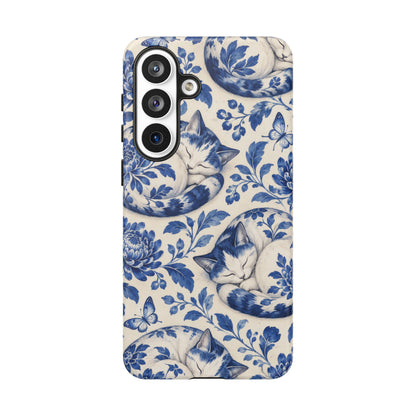 Porcelain Paws Samsung Galaxy Tough Case | blue cat pattern