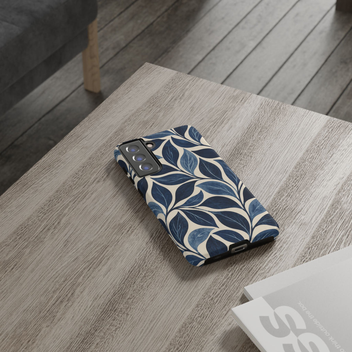 Indigo Folia Samsung Galaxy Tough Case | Indigo & Ivory Leaf Pattern