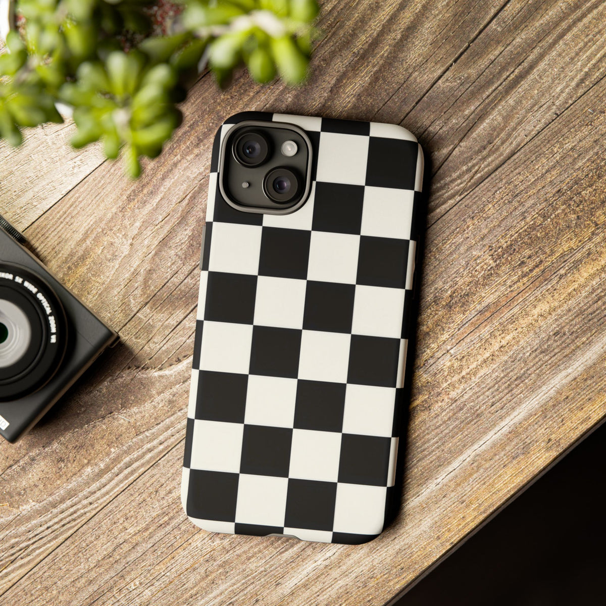 Classic Check iPhone Tough Case | Black & White Checkerboard