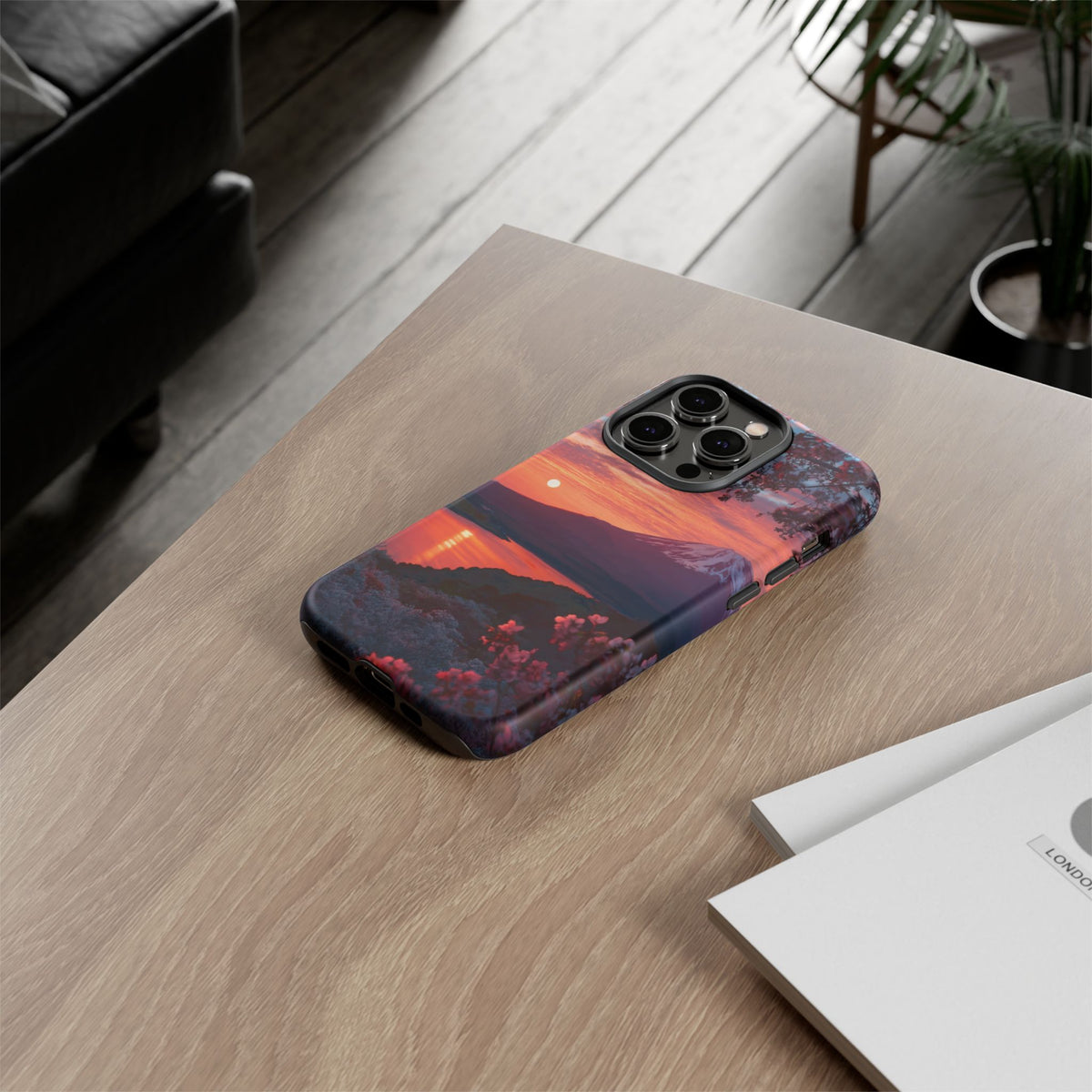Fuji Moonlit Sakura iPhone Tough Phone Case