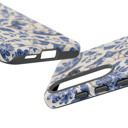 Porcelain Paws Samsung Galaxy Tough Case | blue cat pattern