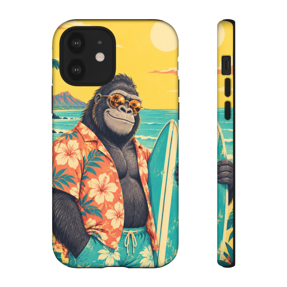 Banana Break iPhone Tough Case | Retro Surf Gorilla Art