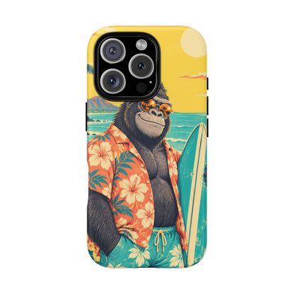 Banana Break iPhone Tough Case | Retro Surf Gorilla Art
