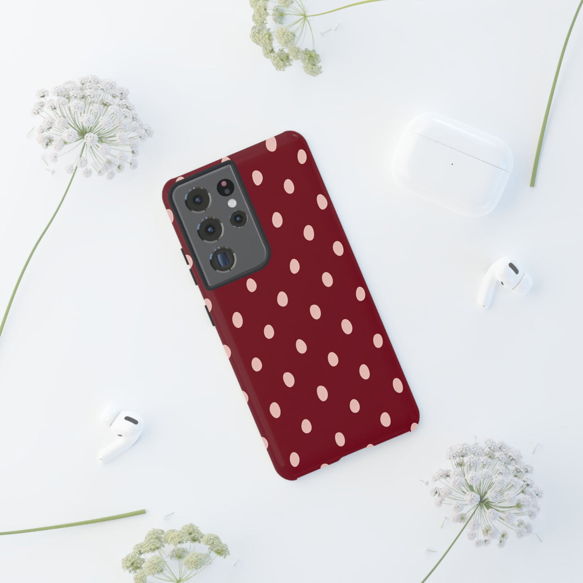 Burgundy Polka Dot Samsung Galaxy Tough Case | Mulberry Confetti