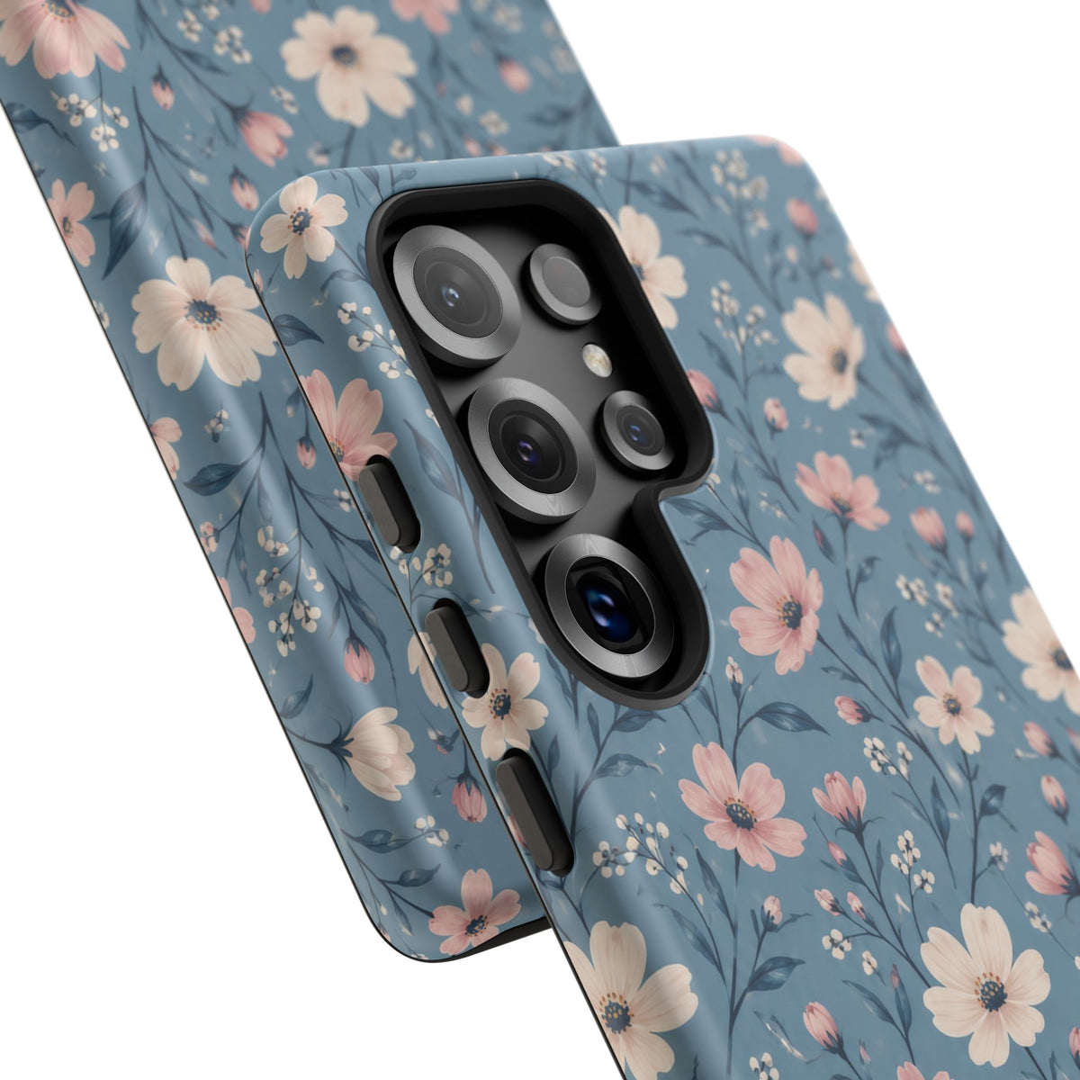 Blue Meadow Samsung Galaxy Tough Case | Pink & Ivory Floral on Blue