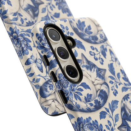 Porcelain Paws Samsung Galaxy Tough Case | blue cat pattern