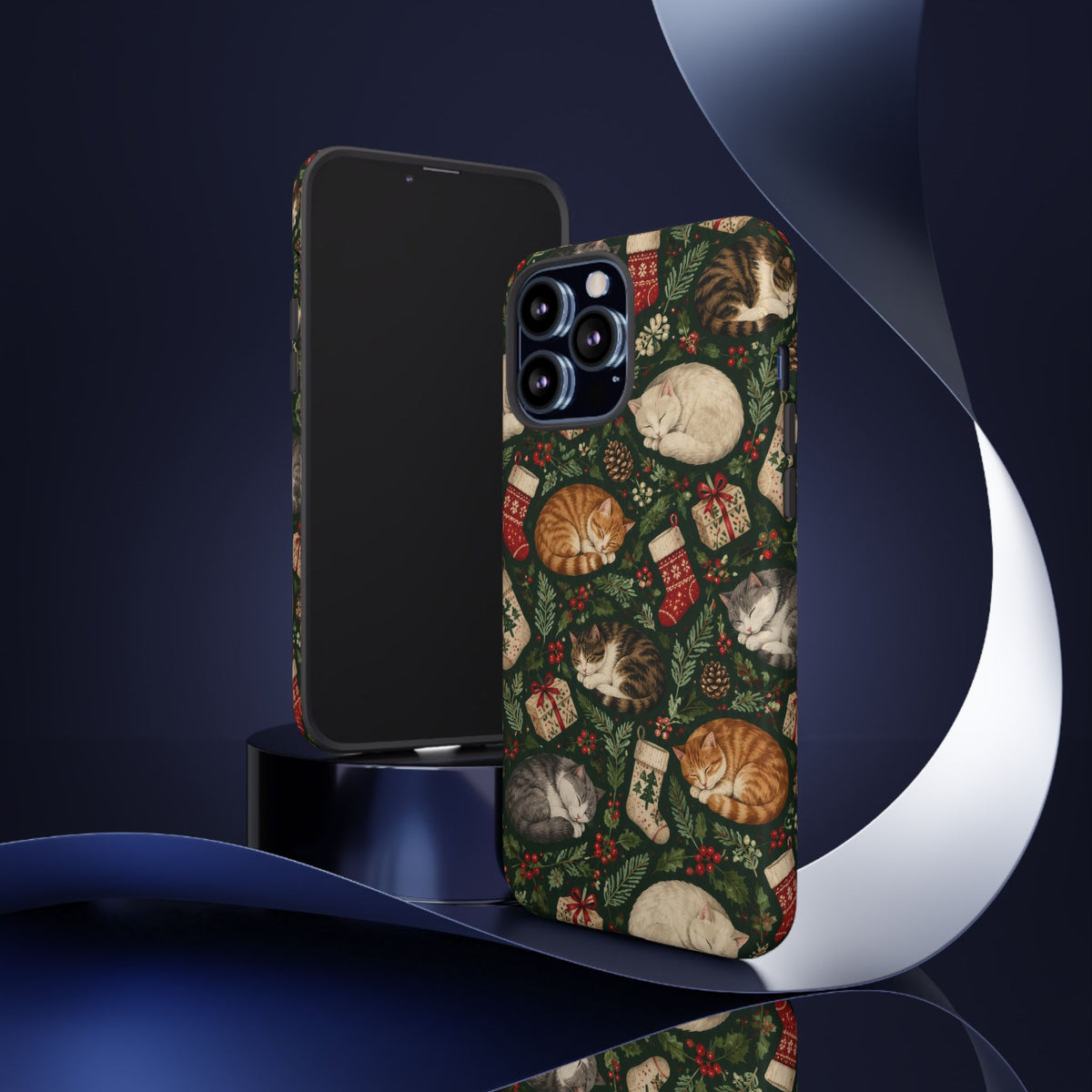 Christmas Cat Naps iPhone Tough Case | christmas cats