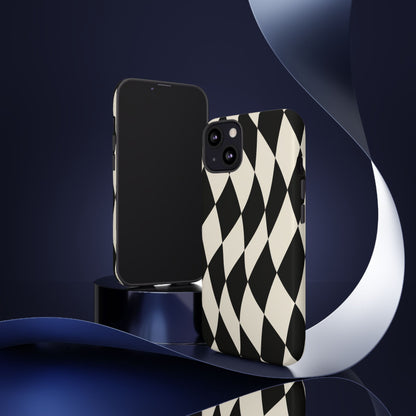 Harlequin Sway iPhone Tough Case | Black & White Harlequin