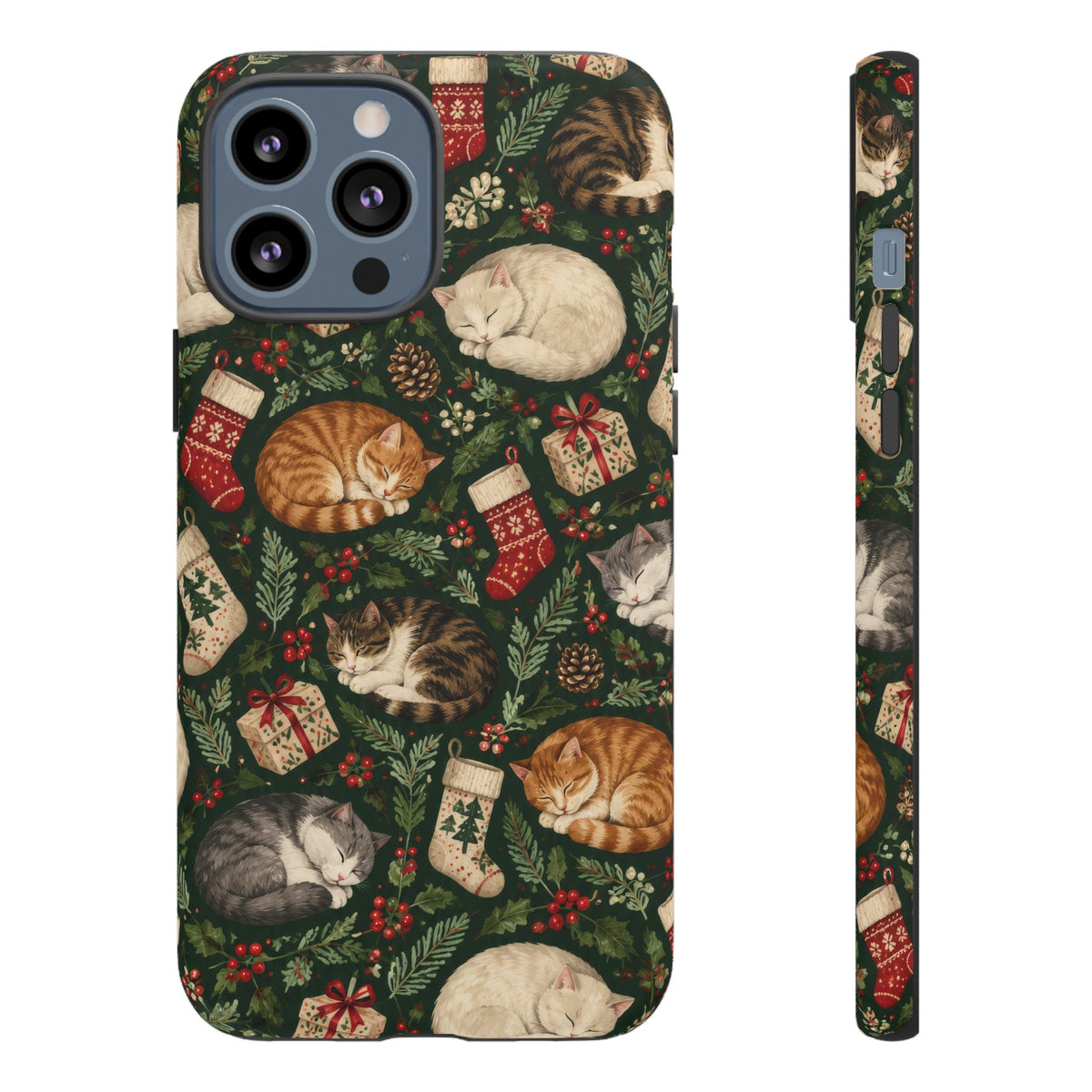 Christmas Cat Naps iPhone Tough Case | christmas cats