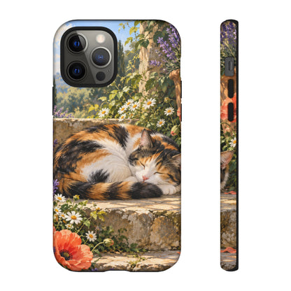 Garden Nap iPhone Tough Case | calico cat