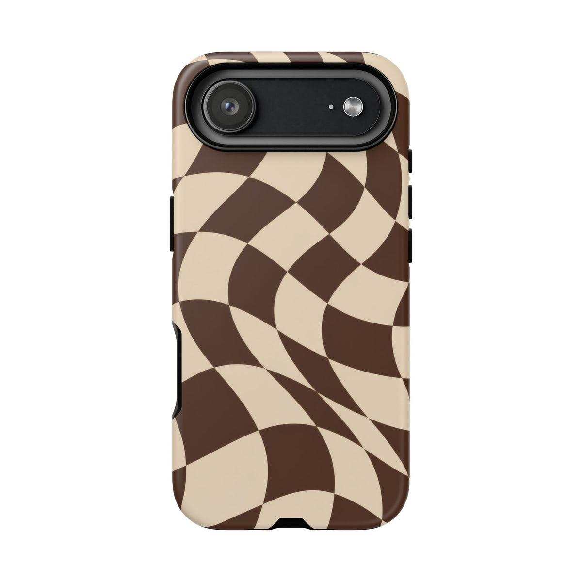 Espresso Wave iPhone Tough Case | brown checkerboard