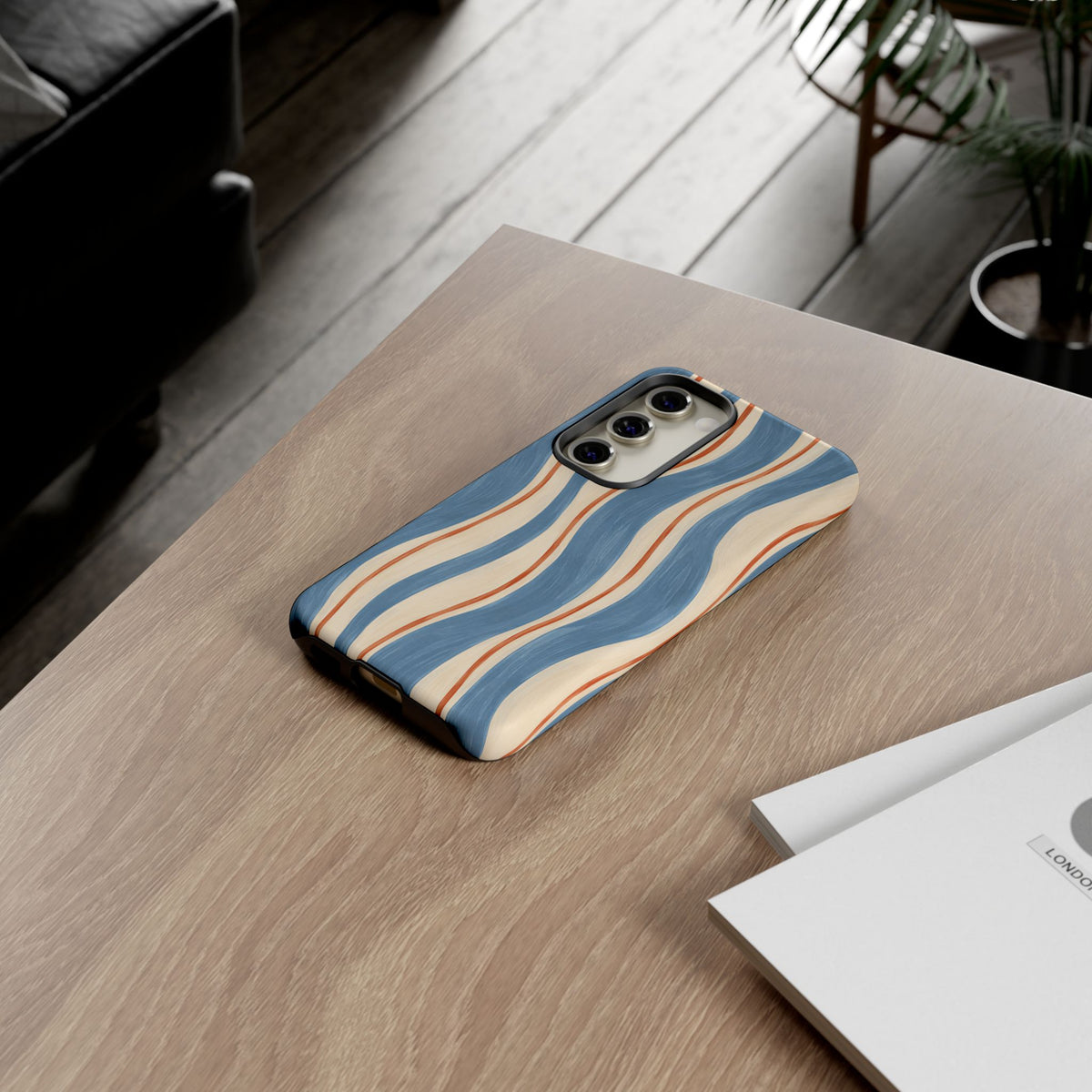 Blue Wavy Stripe Samsung Galaxy Tough Case | Riviera Ribbons